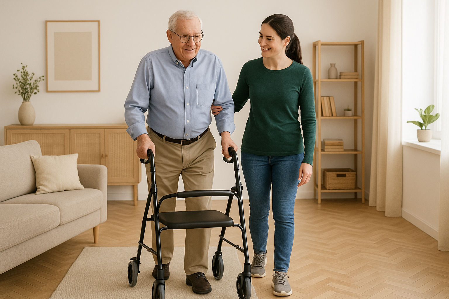 Neurological physiotherapy walking practice at home in Oxfordshire